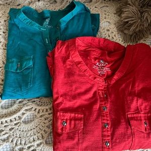 2 Kuhl Khloe pocket Henley shirts.